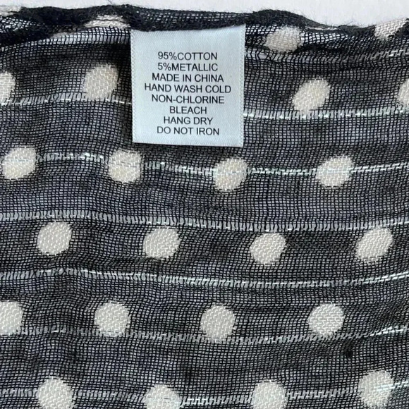 Black And White Polka Dot Silver Metallic Striped Scarf - Picture 6 of 7